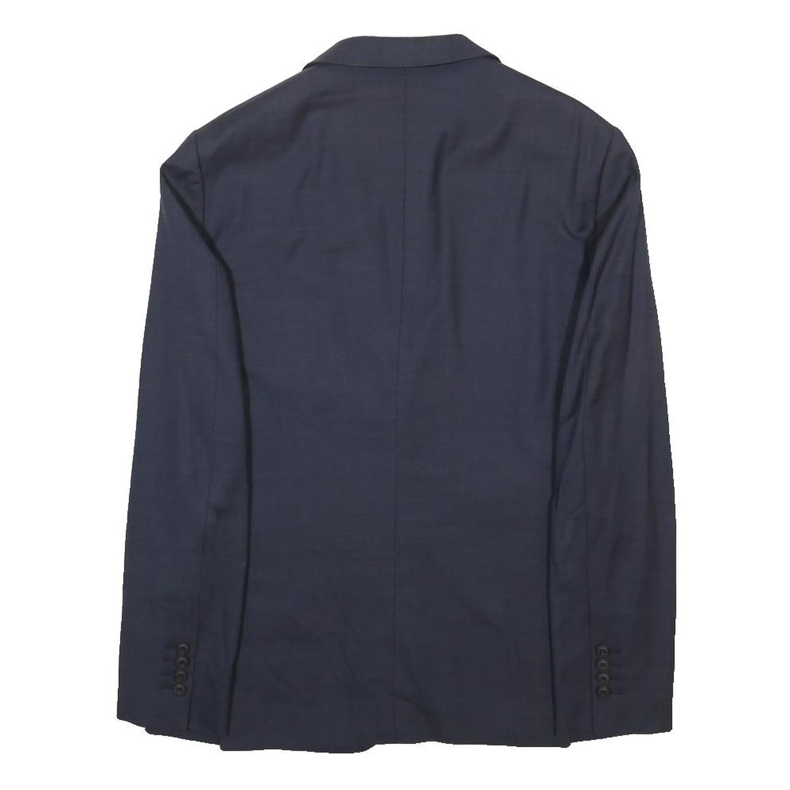 BURBERRY Womens Blue Wool Tailored Jacket S Plain Classic Button Closure
