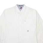 TOMMY HILFIGER Mens White Cotton Shirt XL Button Down Pocket Long Sleeve Classic