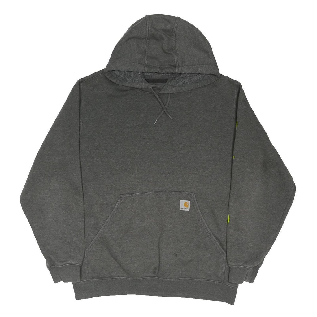 CARHARTT Mens Grey Hoodie L Cotton Blend Pullover Drawstring Hood Sweatshirt