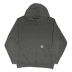 CARHARTT Mens Grey Hoodie L Cotton Blend Pullover Drawstring Hood Sweatshirt