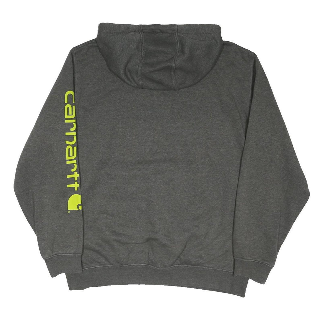 CARHARTT Mens Grey Hoodie L Cotton Blend Pullover Drawstring Hood Sweatshirt