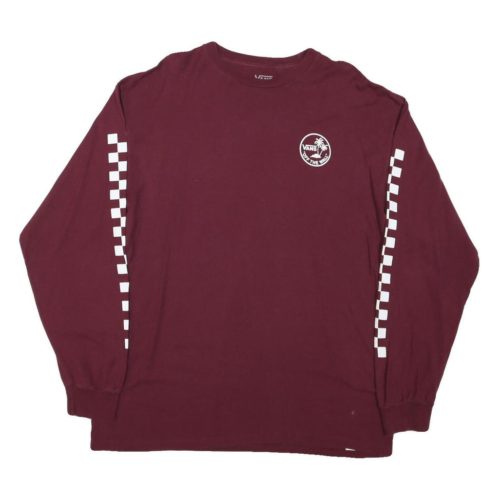 VANS Mens Maroon Long Sleeve Crew Neck Graphic T-Shirt L Cotton Blend Casual