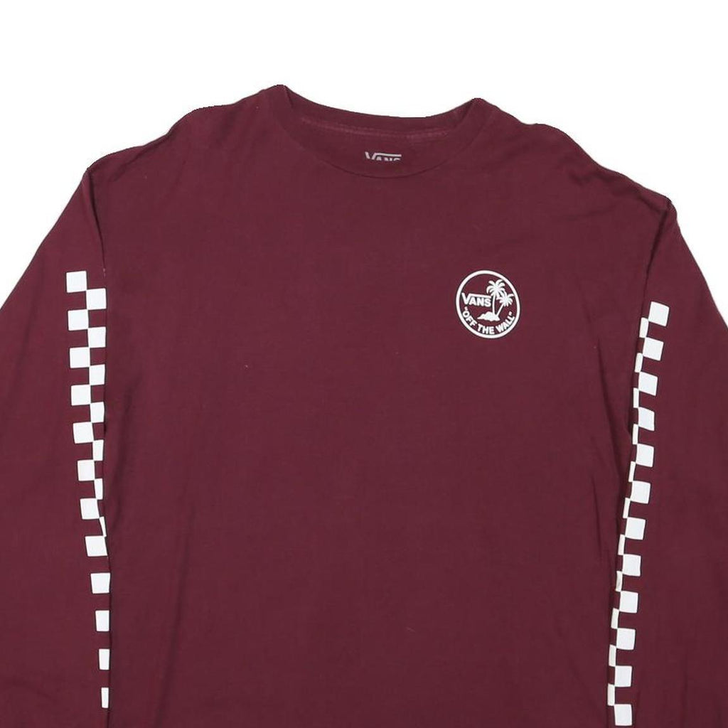 VANS Mens Maroon Long Sleeve Crew Neck Graphic T-Shirt L Cotton Blend Casual