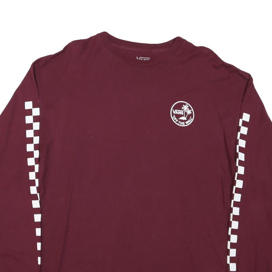 VANS Mens Maroon Long Sleeve Crew Neck Graphic T-Shirt L Cotton Blend Casual