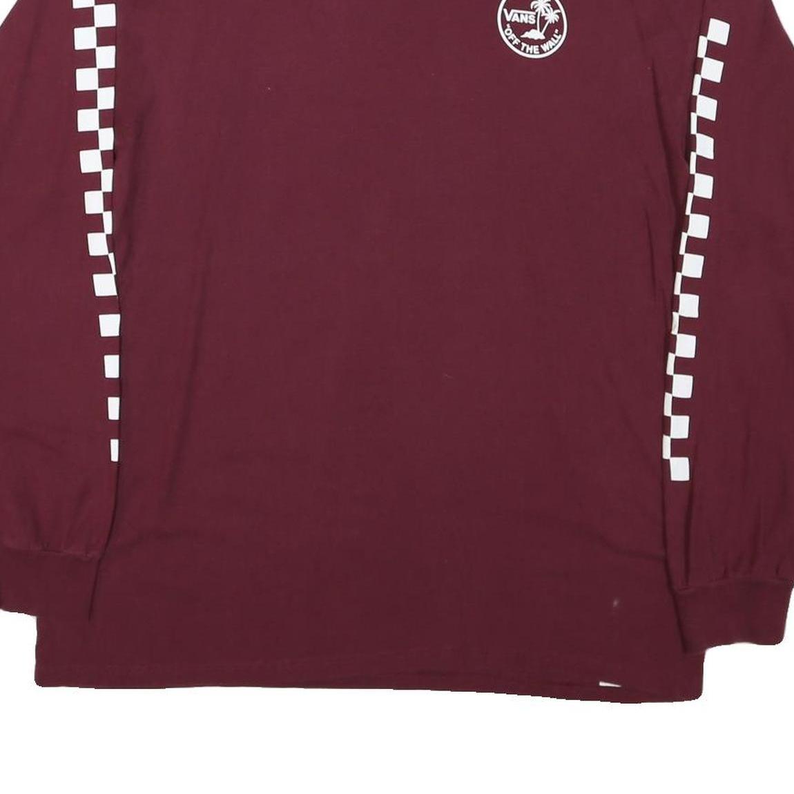 VANS Mens Maroon Long Sleeve Crew Neck Graphic T-Shirt L Cotton Blend Casual