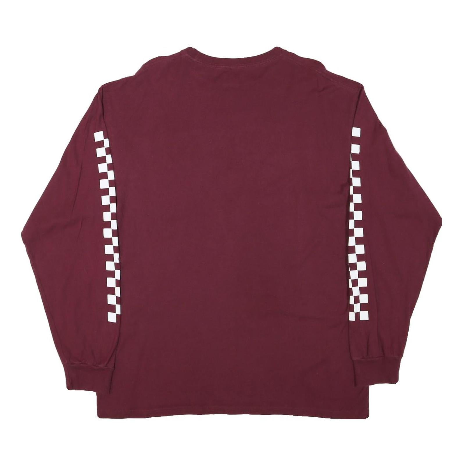 VANS Mens Maroon Long Sleeve Crew Neck Graphic T-Shirt L Cotton Blend Casual