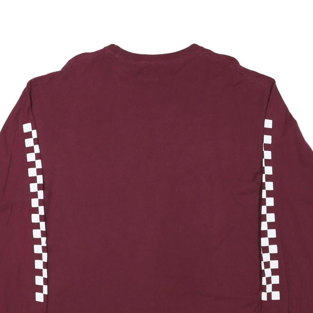 VANS Mens Maroon Long Sleeve Crew Neck Graphic T-Shirt L Cotton Blend Casual