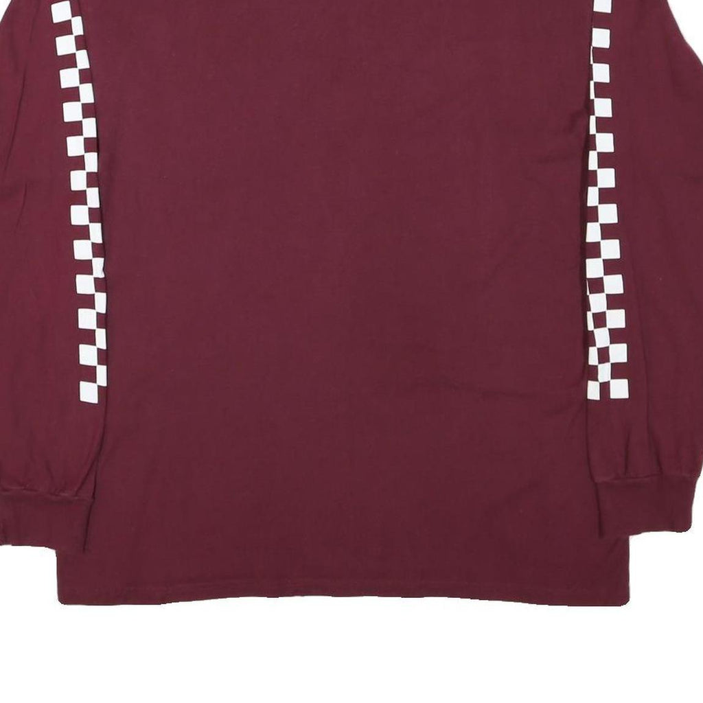VANS Mens Maroon Long Sleeve Crew Neck Graphic T-Shirt L Cotton Blend Casual