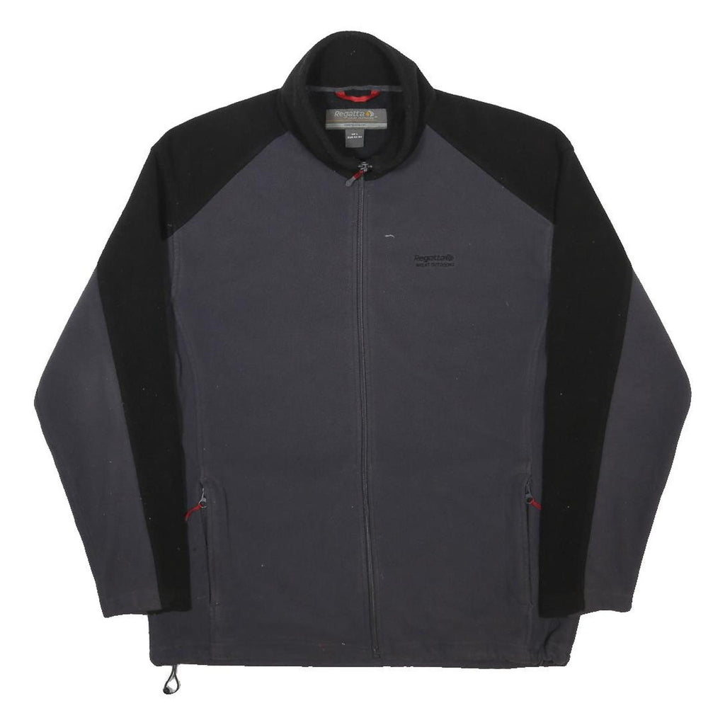 REGATTA Mens Black & Grey Full Zip L Polyester Fleece Jacket Outdoor Casual Warm