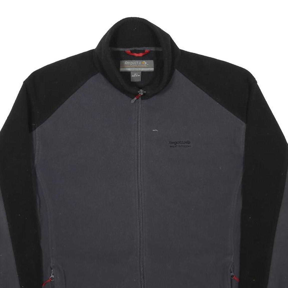 REGATTA Mens Black & Grey Full Zip L Polyester Fleece Jacket Outdoor Casual Warm