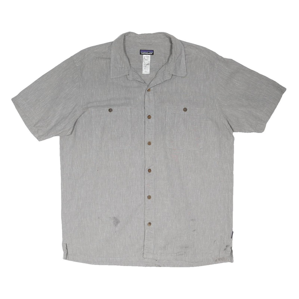 PATAGONIA Mens Grey Shirt L Button Cotton Blend Outdoor Casual