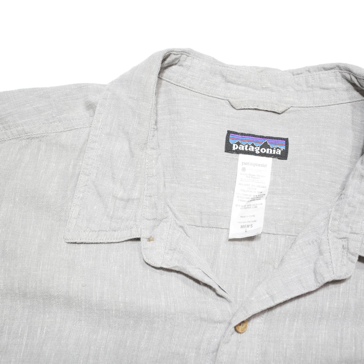 PATAGONIA Mens Grey Shirt L Button Cotton Blend Outdoor Casual