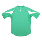 NIKE Mens Green & White Athletic T-Shirt XL Long Sleeve V-Neck Sportswear