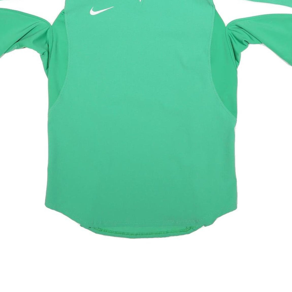 NIKE Mens Green & White Athletic T-Shirt XL Long Sleeve V-Neck Sportswear