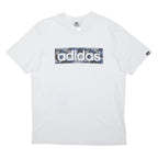 ADIDAS Mens White Blue Camouflage Logo Graphic T-Shirt M Short Sleeve Crew Neck