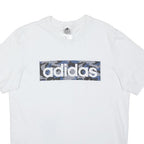 ADIDAS Mens White Blue Camouflage Logo Graphic T-Shirt M Short Sleeve Crew Neck