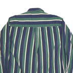 TOWN CRAFT Mens Green & Blue Striped Shirt XL Classic Cotton Blend Button Front