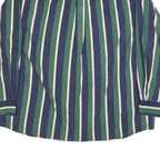 TOWN CRAFT Mens Green & Blue Striped Shirt XL Classic Cotton Blend Button Front