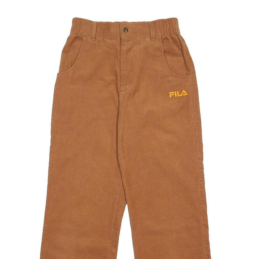 FILA Womens Cotton Relaxed Brown Corduroy Trousers W26 L27 Casual Utility