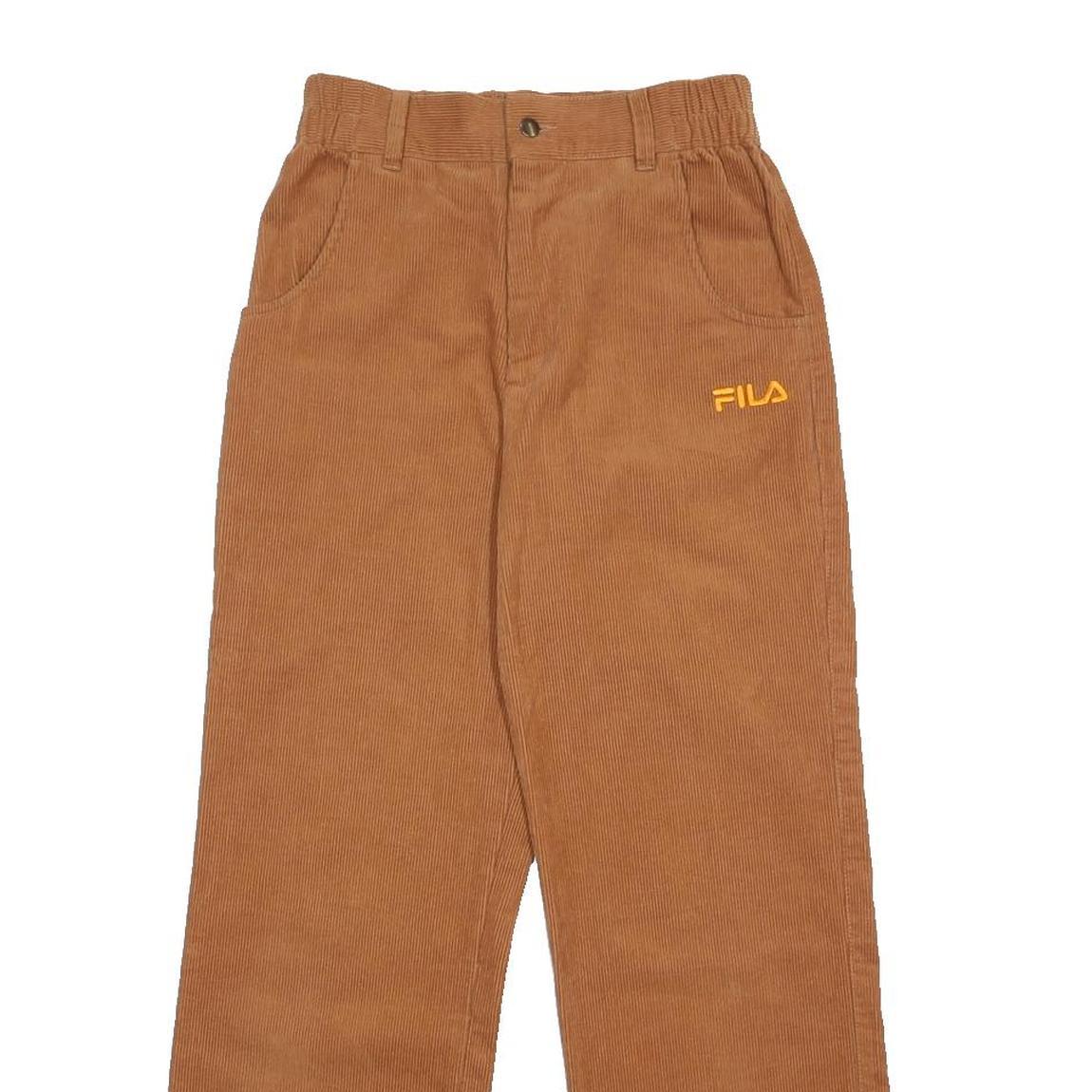 FILA Womens Cotton Relaxed Brown Corduroy Trousers W26 L27 Casual Utility