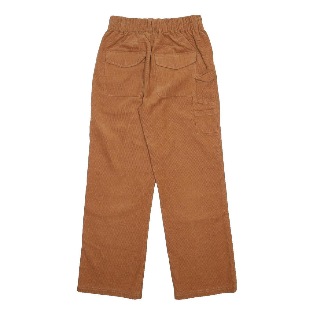 FILA Womens Cotton Relaxed Brown Corduroy Trousers W26 L27 Casual Utility