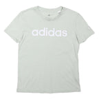 ADIDAS Girls White S T-Shirt Short Sleeve Crew Neck Cotton Blend Logo Print