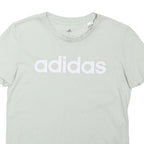 ADIDAS Girls White S T-Shirt Short Sleeve Crew Neck Cotton Blend Logo Print