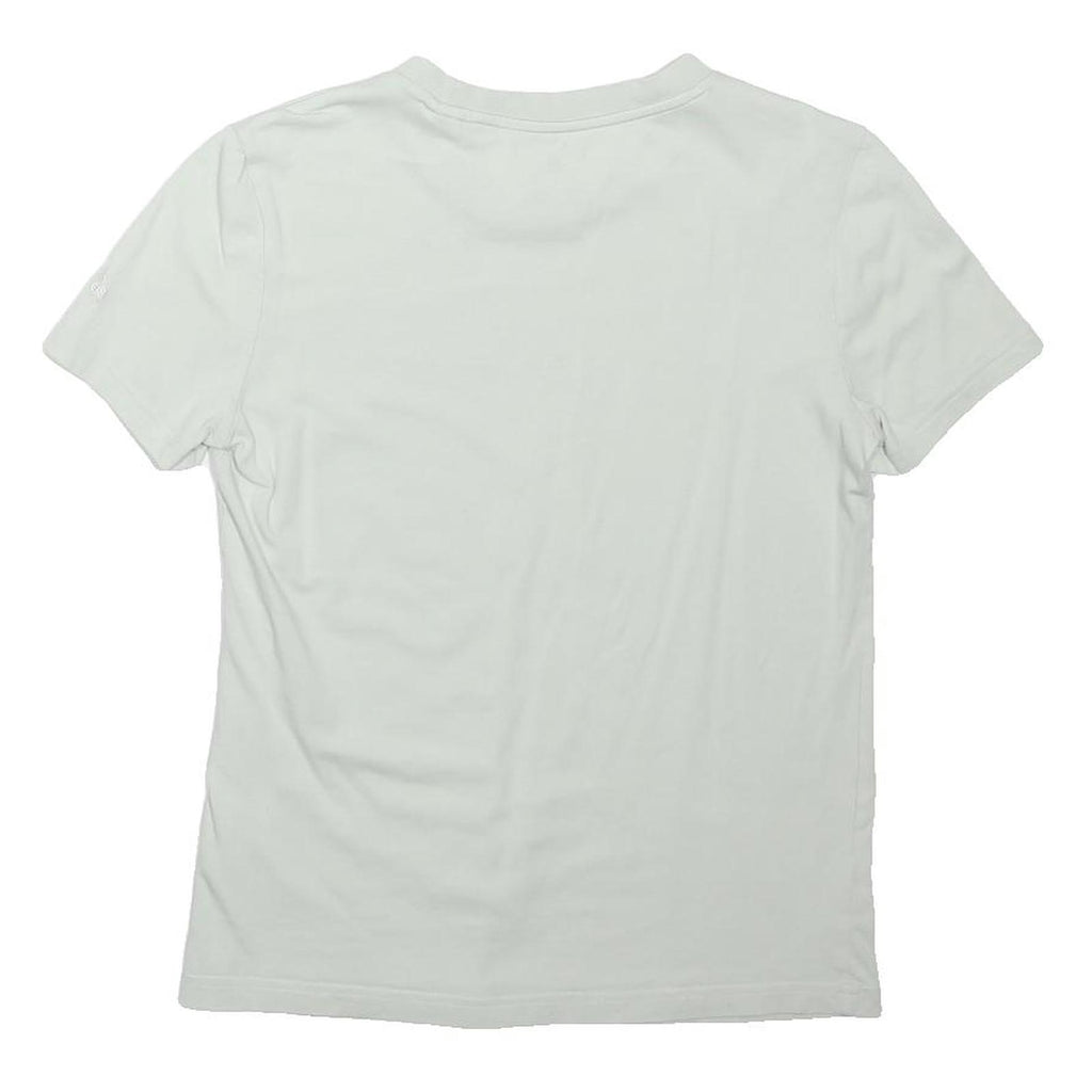 ADIDAS Girls White S T-Shirt Short Sleeve Crew Neck Cotton Blend Logo Print