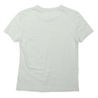 ADIDAS Girls White S T-Shirt Short Sleeve Crew Neck Cotton Blend Logo Print