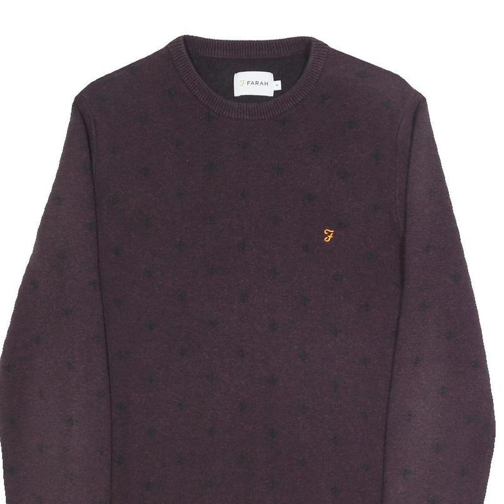 FARAH Mens Maroon Patterned Wool Blend Crew Neck Basic Knit M Jumper