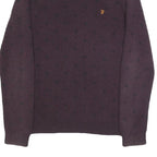 FARAH Mens Maroon Patterned Wool Blend Crew Neck Basic Knit M Jumper