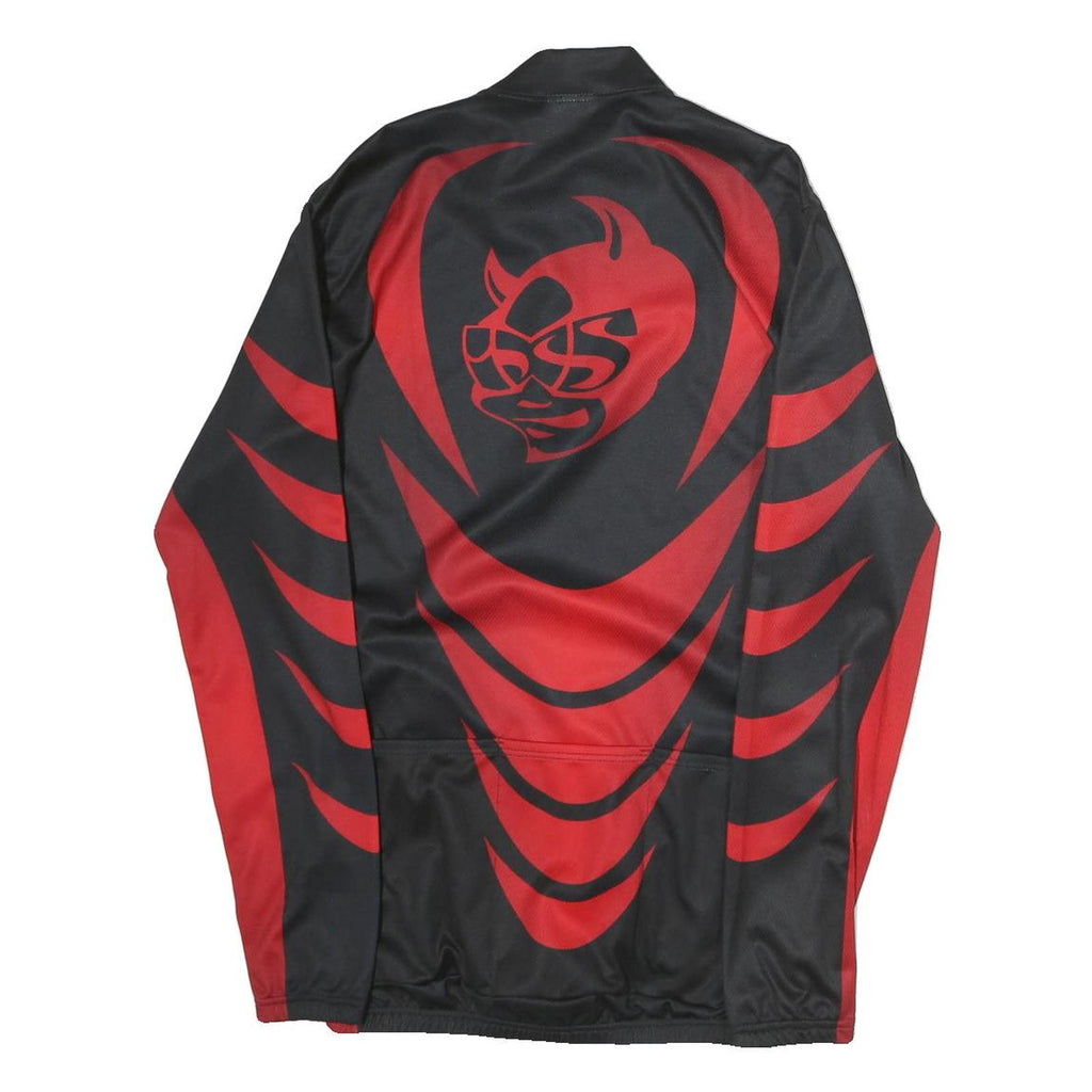 IXS Mens Black & Red Sports Graphic T-Shirt XL Long Sleeve 1/4 Zip Polyester