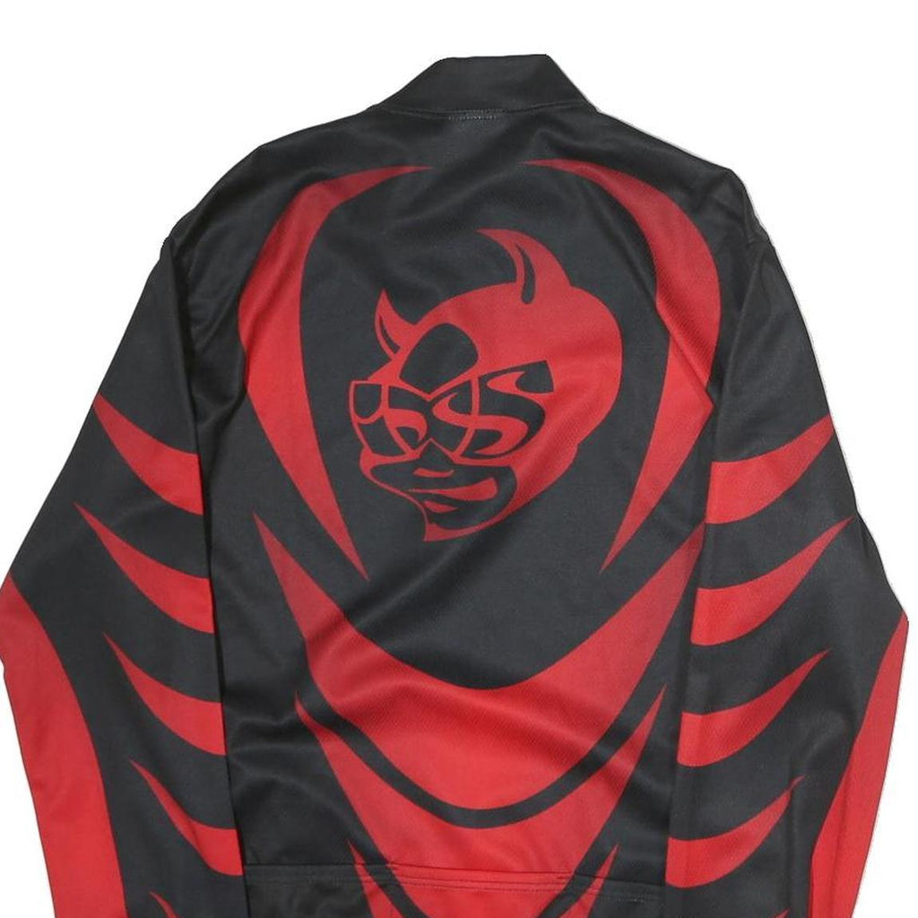 IXS Mens Black & Red Sports Graphic T-Shirt XL Long Sleeve 1/4 Zip Polyester