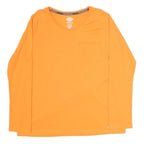 DICKIES Mens Orange Plain T-Shirt L Long Sleeve Round Neck Pocket Casual