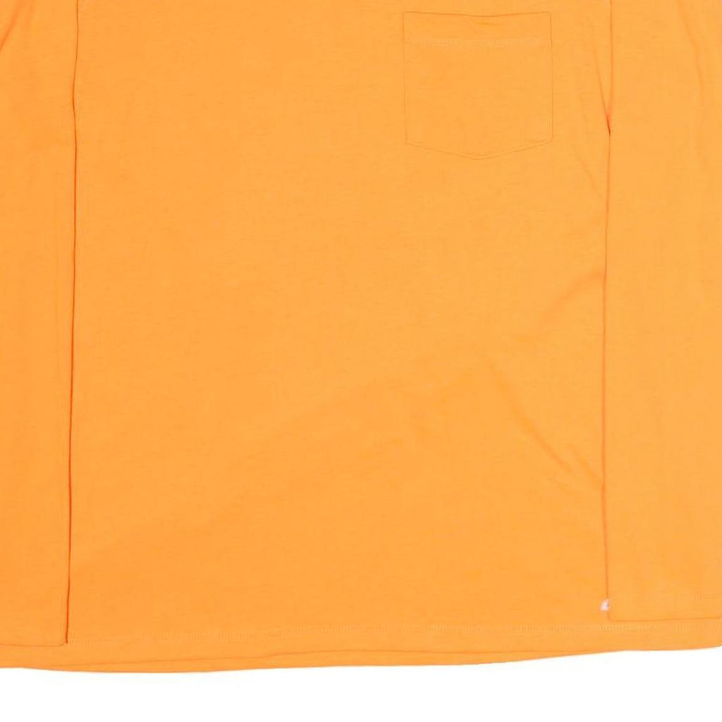 DICKIES Mens Orange Plain T-Shirt L Long Sleeve Round Neck Pocket Casual