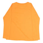 DICKIES Mens Orange Plain T-Shirt L Long Sleeve Round Neck Pocket Casual