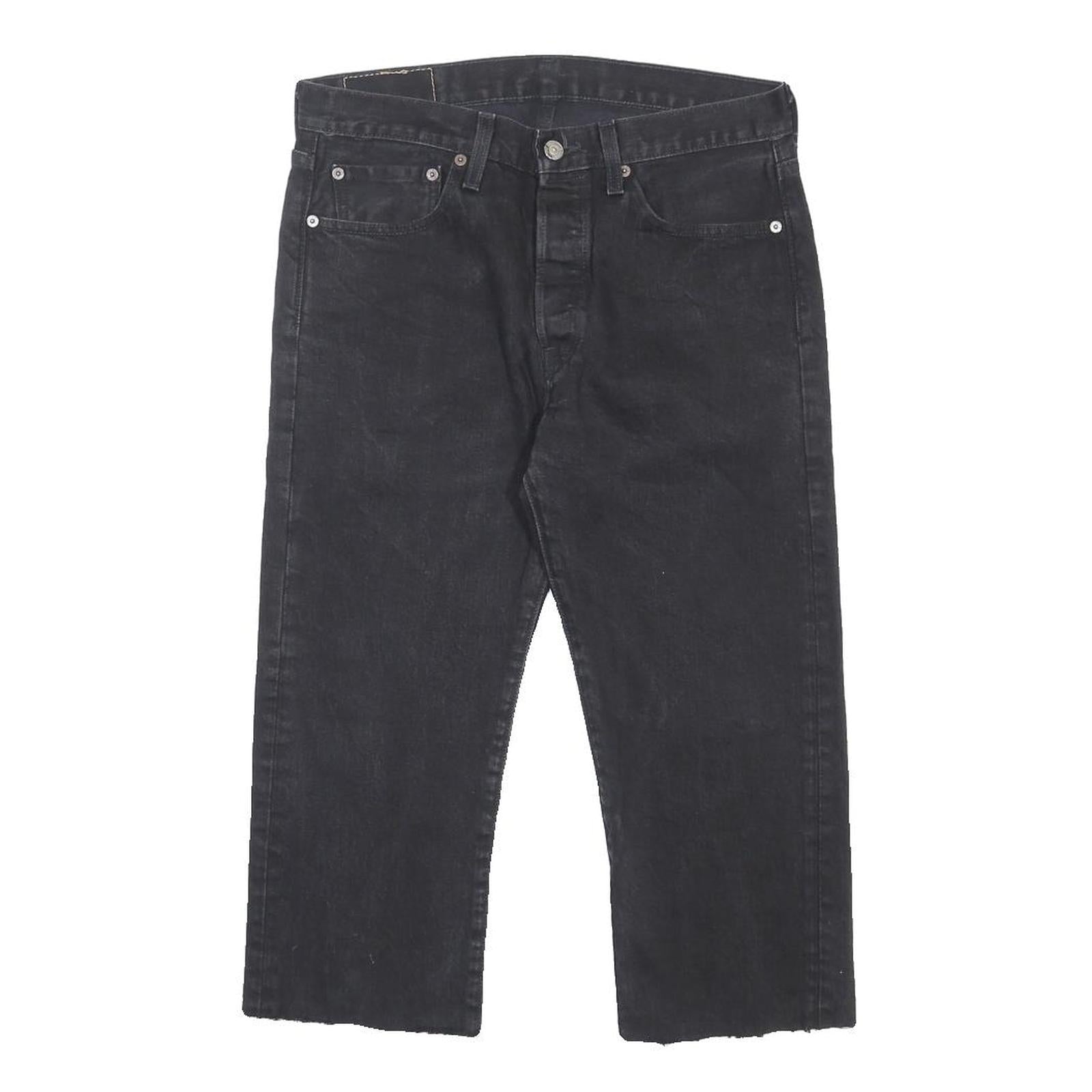 LEVI'S 501 Mens Jeans Black Regular Straight Denim Medium W31 L21 Button Cotton