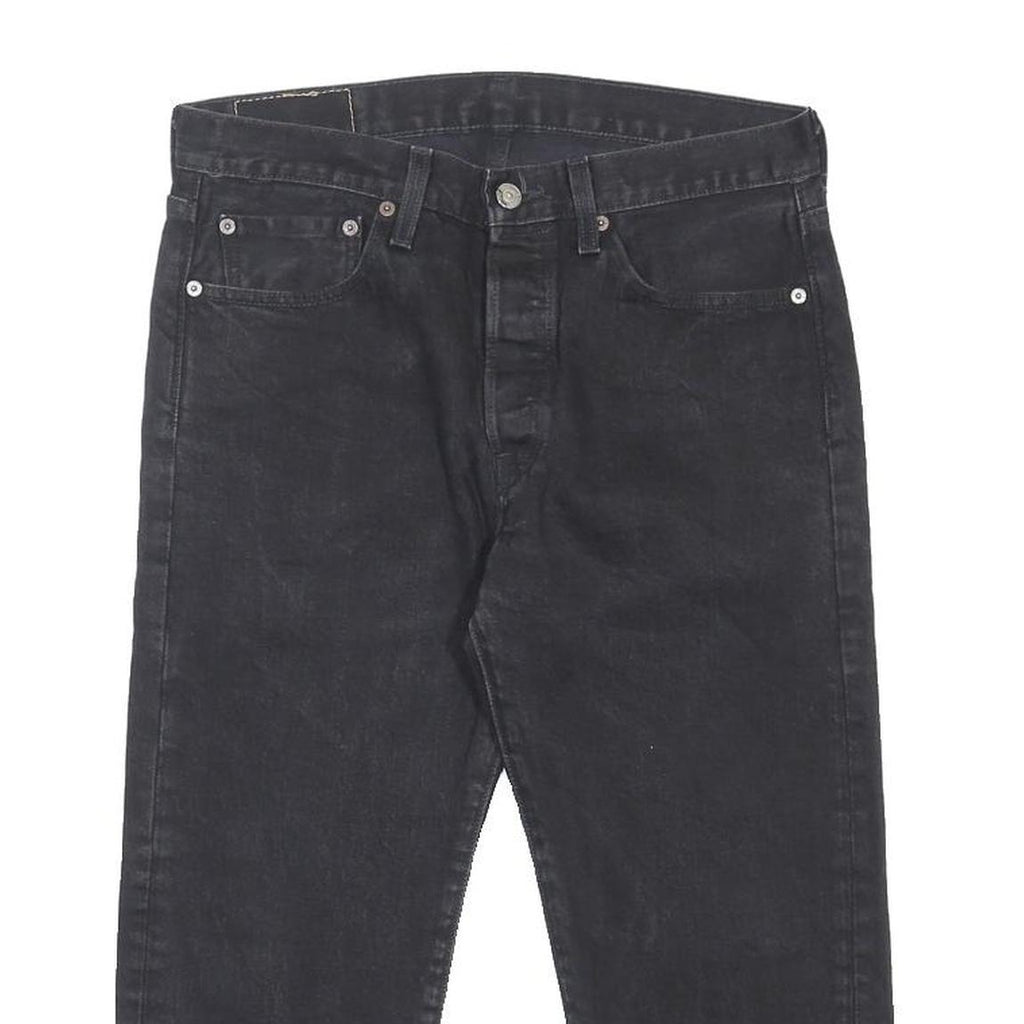 LEVI'S 501 Mens Jeans Black Regular Straight Denim Medium W31 L21 Button Cotton