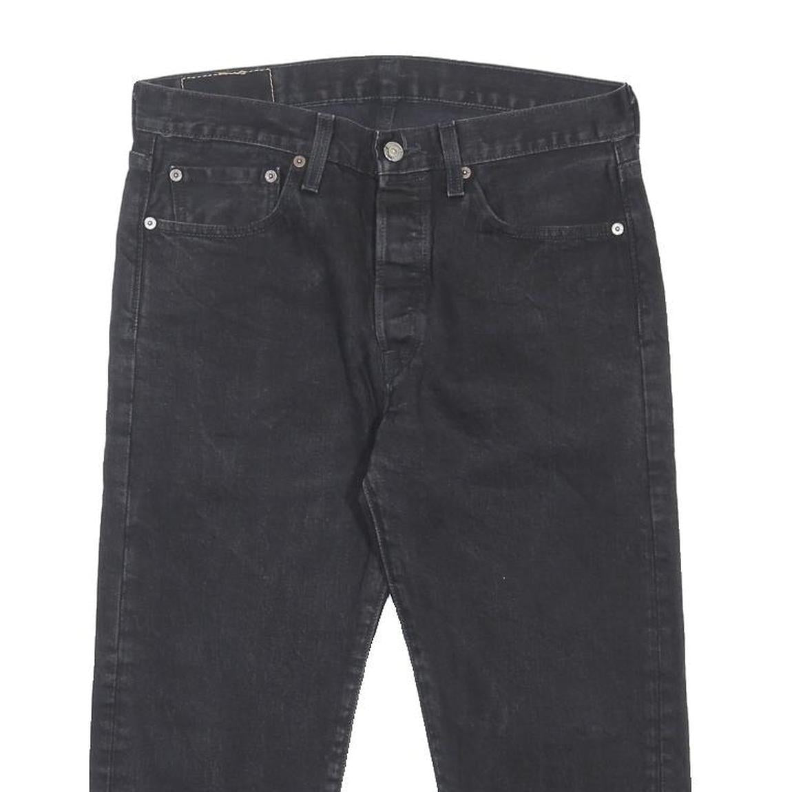 LEVI'S 501 Mens Jeans Black Regular Straight Denim Medium W31 L21 Button Cotton