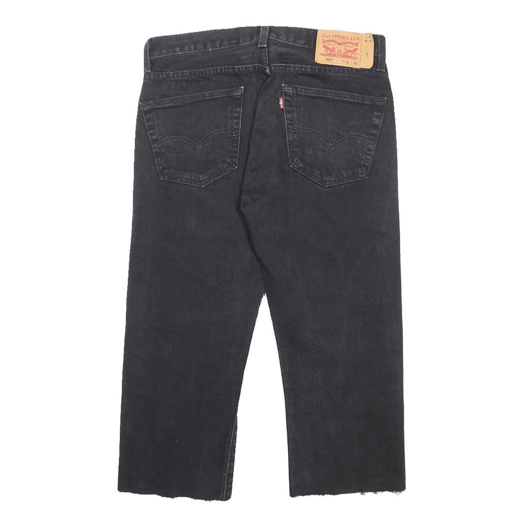 LEVI'S 501 Mens Jeans Black Regular Straight Denim Medium W31 L21 Button Cotton