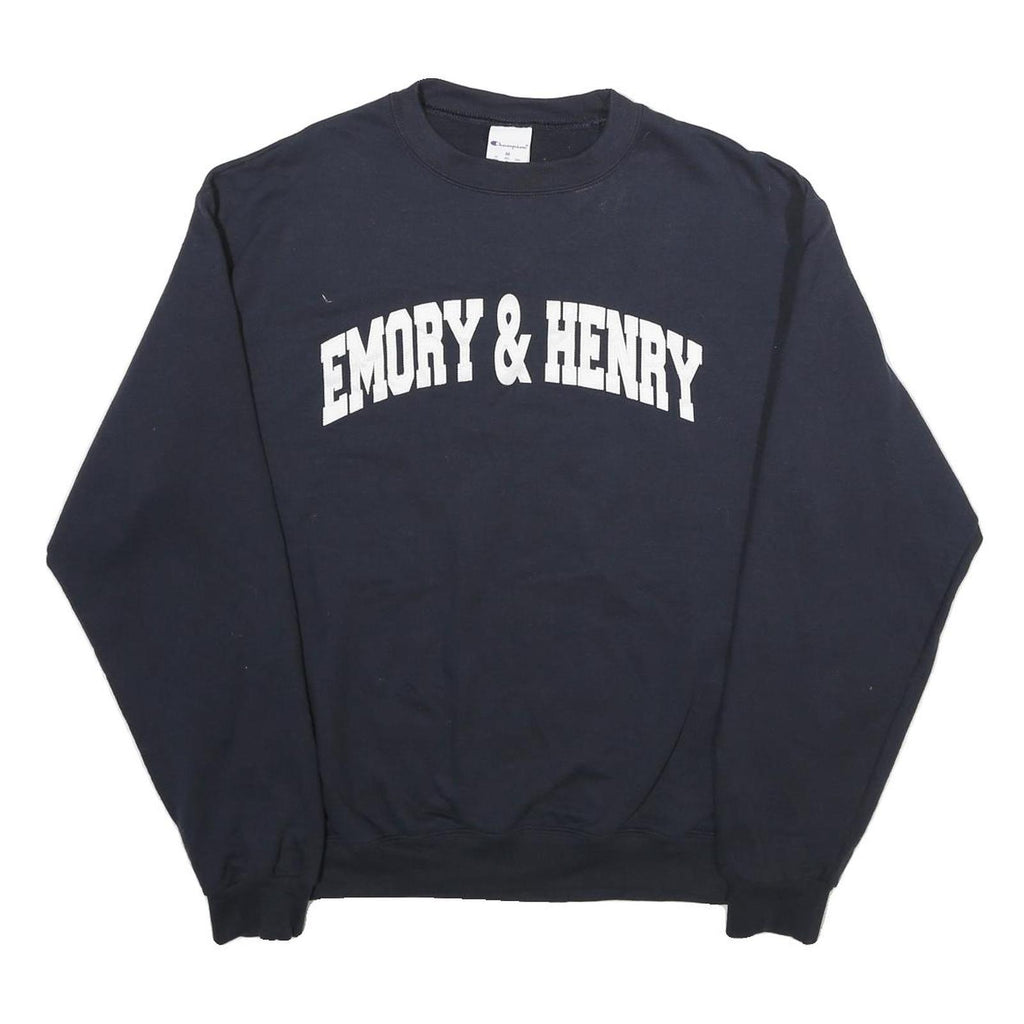 CHAMPION Mens Navy Blue Emory & Henry Crew Neck M Cotton Sweatshirt