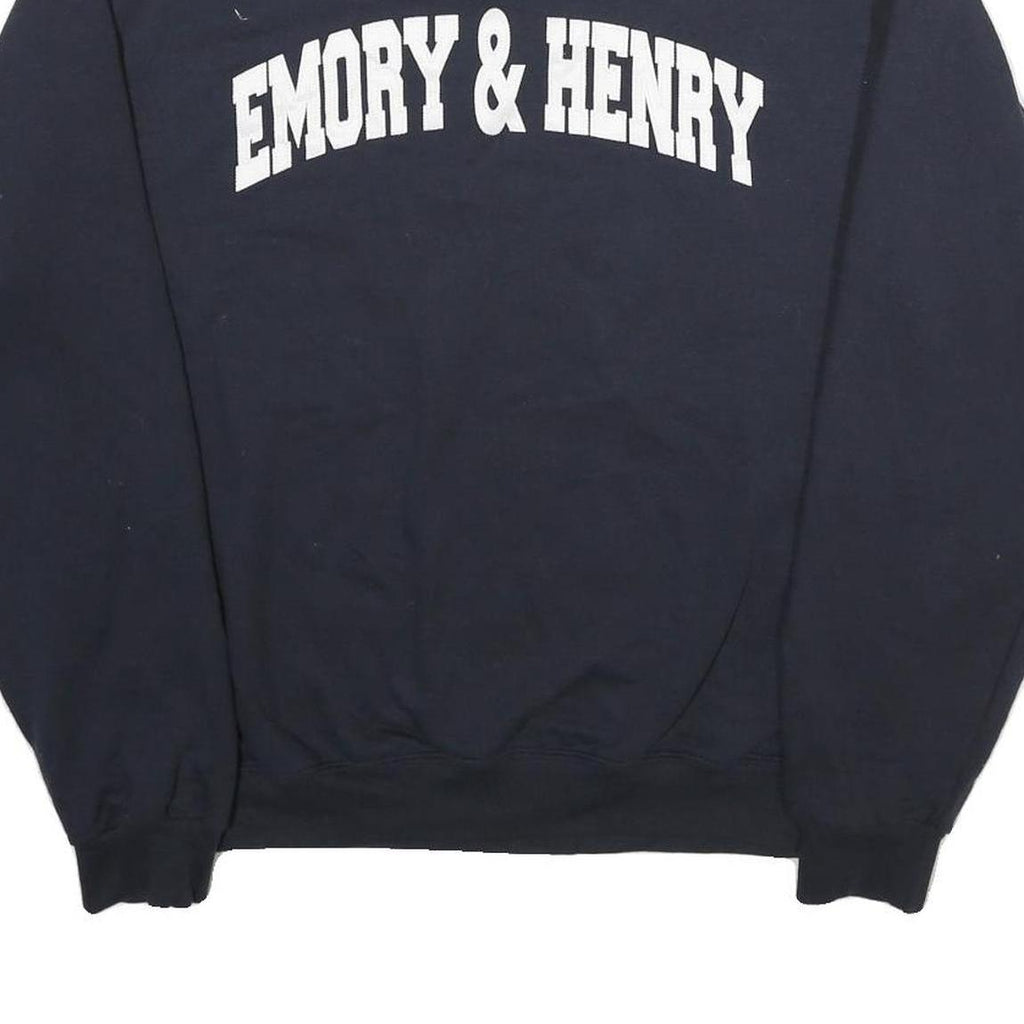 CHAMPION Mens Navy Blue Emory & Henry Crew Neck M Cotton Sweatshirt