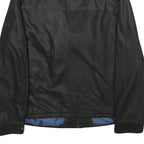 PIERRE CARDIN Mens Black Leather Jacket XL Zip Classic Fit Smooth Finish