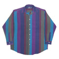 VAN HEUSEN Mens Blue & Purple Striped Shirt L Classic Cotton Long Sleeve Casual