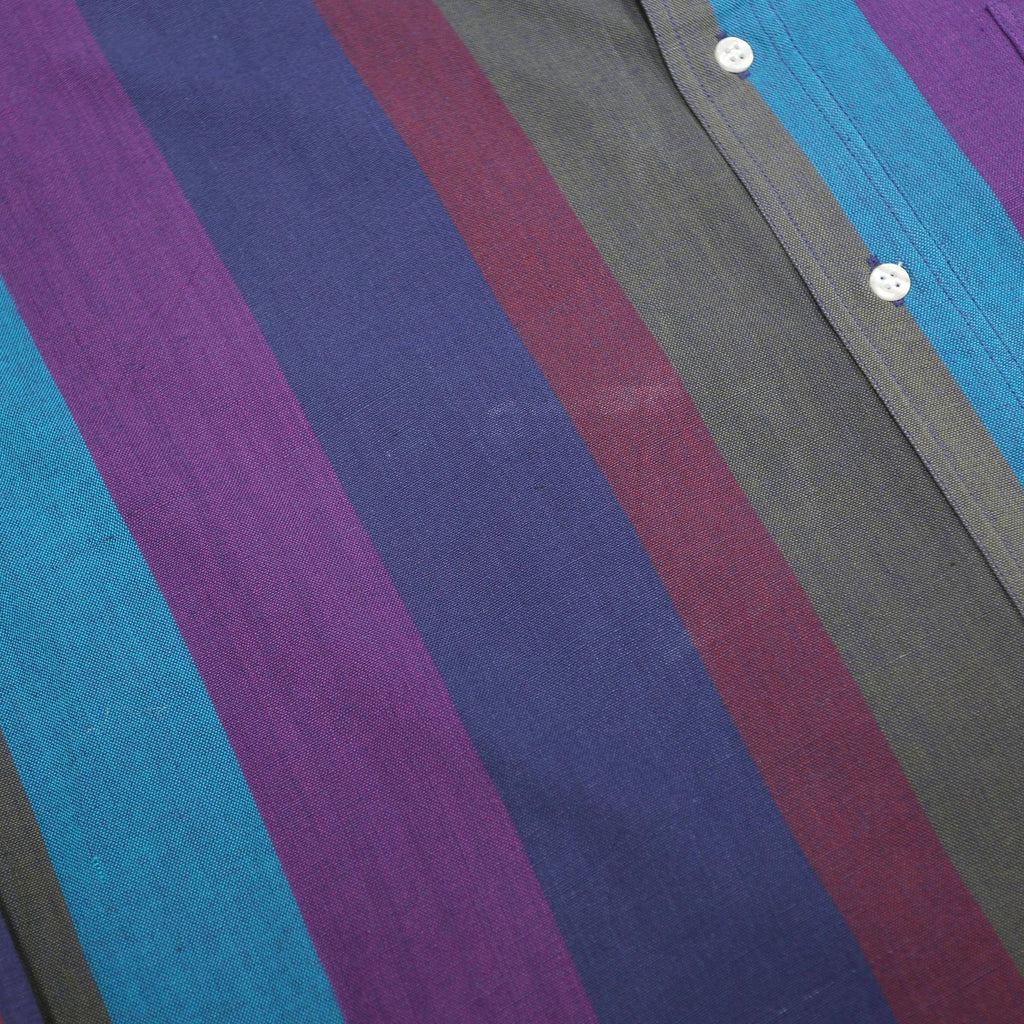 VAN HEUSEN Mens Blue & Purple Striped Shirt L Classic Cotton Long Sleeve Casual
