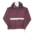 HOLLOWAY Womens Maroon & White Zip Nylon Jacket XL Plain Lightweight Rainwear