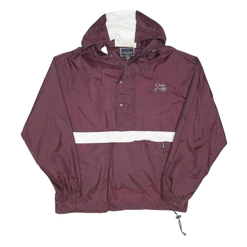 HOLLOWAY Womens Maroon & White Zip Nylon Jacket XL Plain Lightweight Rainwear