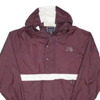 HOLLOWAY Womens Maroon & White Zip Nylon Jacket XL Plain Lightweight Rainwear