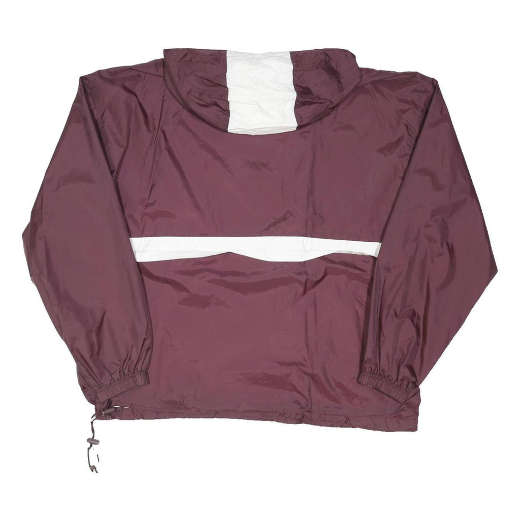 HOLLOWAY Womens Maroon & White Zip Nylon Jacket XL Plain Lightweight Rainwear