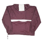 HOLLOWAY Womens Maroon & White Zip Nylon Jacket XL Plain Lightweight Rainwear